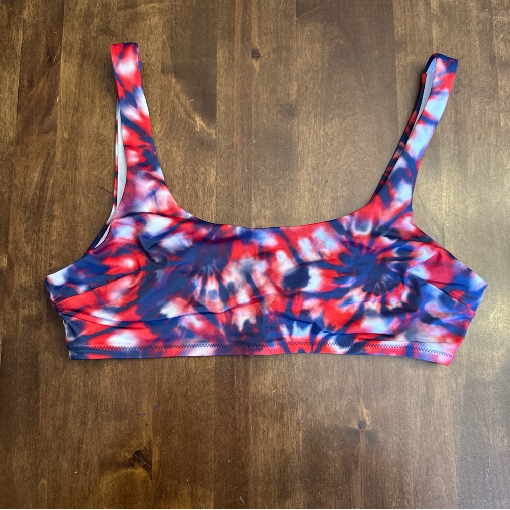 Meundies Medium Bralette Top Wireless Tie Dye WS510 Red Blue‎ No Cups